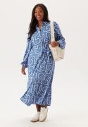 Happy Holly Viscose Long Sleeve Dress Blue/Beige 40/42