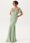 Goddiva Frilly Chiffon Off Shoulder Ma Sage Green S (UK10)