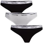 Calvin Klein Truser 3P Carousel Thongs Svart/Hvit bomull Small Dame