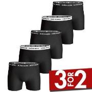 Björn Borg 5P Essential Shorts Solids Svart bomull Small Herre