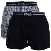 BOSS 2P Woven Boxer Shorts With Fly Mørkblå bomull Small Herre