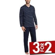 Schiesser Day and Night Long Stripe Pyjama 3XL-5XL Mørkblå bomull 4XL ...