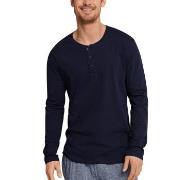 Schiesser Mix and Relax Long Sleeve Shirt Button Mørkblå bomull X-Larg...