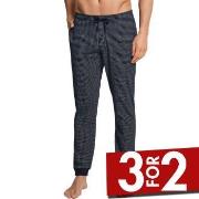 Schiesser Mix and Relax Lounge Pants With Cuffs Blå Mønster bomull Lar...