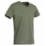 Stedman Ben V-neck For Men Militærgrønn ringspunnet bomull Large Herre