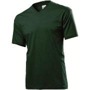 Stedman Classic V-Neck Men T-shirt Grønn bomull Small Herre