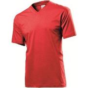 Stedman Classic V-Neck Men T-shirt Rød bomull Small Herre