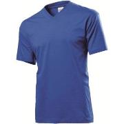 Stedman Classic V-Neck Men T-shirt Royalblå bomull Medium Herre