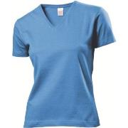 Stedman Classic V-Neck Women T-shirt Lysblå bomull X-Large Dame