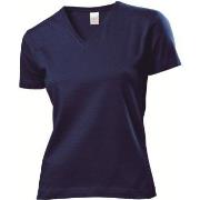 Stedman Classic V-Neck Women T-shirt Marine bomull Medium Dame