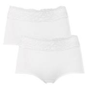 Trofe Lace Trimmed Maxi Briefs Truser 2P Hvit bomull Medium Dame