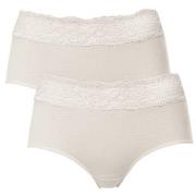 Trofe Lace Trimmed Midi Briefs Truser 2P Champagne bomull Medium Dame