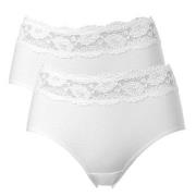 Trofe Lace Trimmed Midi Briefs Truser 2P Hvit bomull XX-Large Dame