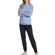 Calida Night Lovers Pyjama With Cuff Blå bomull Large Dame