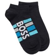BOSS Strømper 2P Stripe Cotton Ankle Socks Mørkblå Str 43/46