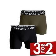 Björn Borg 2P Cotton Stretch Shorts 2112 Svart/Grønn bomull Large Herr...