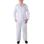 BOSS Cotton Stripe Long Pyjama Blå/Hvit bomull Medium Herre