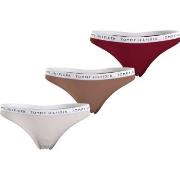 Tommy Hilfiger Truser 3P Recycled Essentials Thong Natur/Rød Small Dam...