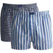 Gant 2P Cotton Stripe Boxer Shorts Marine/Blå bomull Medium Herre