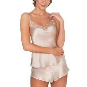 Lady Avenue Pure Silk Camisole With Lace Perlhvit silke Large Dame