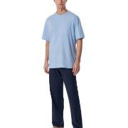 Schiesser Long Pyjamas With Short Sleeve Marine/Blå bomull 56 Herre