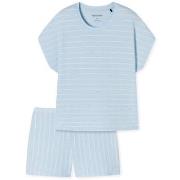 Schiesser Just Stripes Short Pyjamas Lysblå bomull 42 Dame