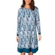 Lady Avenue Bamboo Longsleeve Nightdress Blå Mønster bomull Small Dame