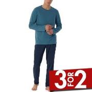 Schiesser Casual Essentials Pyjamas Marine/Blå bomull 50 Herre