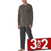 Schiesser Comfort Nightwear Long Pyjamas Brun Mønster bomull 58 Herre