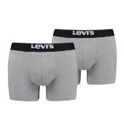 Levis 2P Men Solid Basic Boxer Brief Grå bomull Large Herre