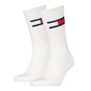 Tommy Men Uni TJ Flag Socks Strømper 2P Hvit Str 39/42