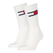Tommy Men Uni TJ Flag Socks Strømper 2P Hvit Str 43/46 Herre