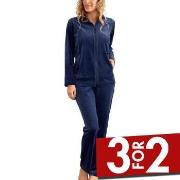 Damella Velour Plain Suit Marine X-Large Dame