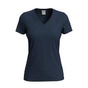 Stedman Classic V-Neck Women T-shirt Mørkblå bomull Large Dame