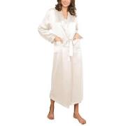 Lady Avenue Pure Silk Long Robe Benhvit silke Medium Dame