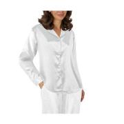Lady Avenue Satin Pyjama With Short Sleeves Benhvit silke Medium Dame