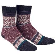 Damella Strømper Wool Socks Marine/Rød Str 43/45 Dame