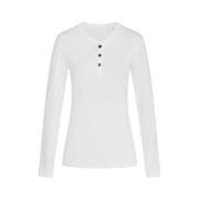 Stedman Sharon Henley Long Sleeve For Women Hvit ringspunnet bomull La...