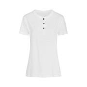 Stedman Sharon Henley T Shirt For Women Hvit ringspunnet bomull Medium...