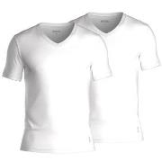 BOSS 2P Cotton Stretch Slim Fit V-Neck T-shirt Hvit bomull Large Herre