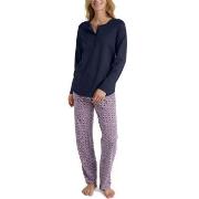 Calida Lovely Nights Pyjama Button Tab Marine/Rød bomull Large Dame