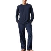 Calvin Klein Cotton Poplin Long Sleeve Pant Set Marine Medium Dame