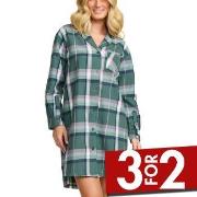 Damella Flannel Nightshirt Grønn Mønster bomull Small Dame