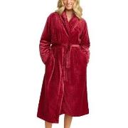 Damella Jaquard Fleece Dressing Gown Rød polyester X-Large Dame