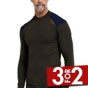 Dovre Folded Collar Baselayer Militærgrønn ull Large Herre