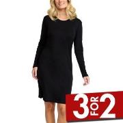 Damella Wool Long Sleeved Nightdress Svart merinoull Medium Dame