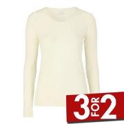 Damella Wool Long Sleeve Top Benhvit merinoull X-Large Dame