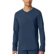 Schiesser Mix and Relax V-neck Long Sleeve Blå bomull Small Herre