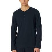 Schiesser Mix and Relax Long Shirt Button Placket Mørkblå bomull X-Lar...