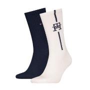 Tommy Hilfiger Strømper 2P Monogram Sock Hvit/Marine Str 43/46 Herre
